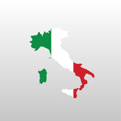 Wall Mural - Italy national flag in country map silhouette