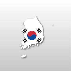 Wall Mural - South Korea national flag in country map silhouette