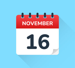 Poster - 16 November - Calendar icon - Vector illustration