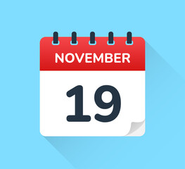 Poster - 19 November - Calendar icon - Vector illustration