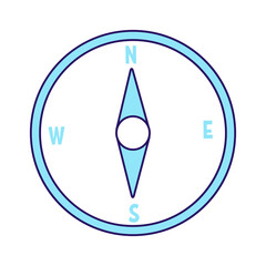 Poster - Compass semi flat color vector element. Full sized object on white. Magnet arrow. Geographic orientation. Navigation device simple cartoon style illustration for web graphic design and animation