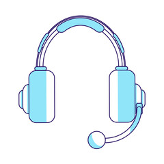 Poster - Aviation headset semi flat color vector element. Full sized object on white. Flying control officer call. Communication device simple cartoon style illustration for web graphic design and animation