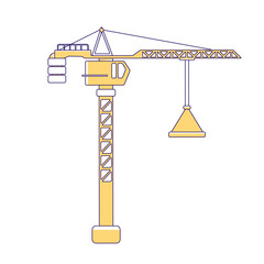 Poster - Hoisting crane semi flat color vector element. Full sized object on white. Construction and building. System for lifting freight simple cartoon style illustration for web graphic design and animation