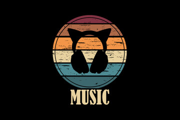Fototapete - Music retro vintage landscape design