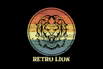 Sticker - Retro lion retro vintage landscape design