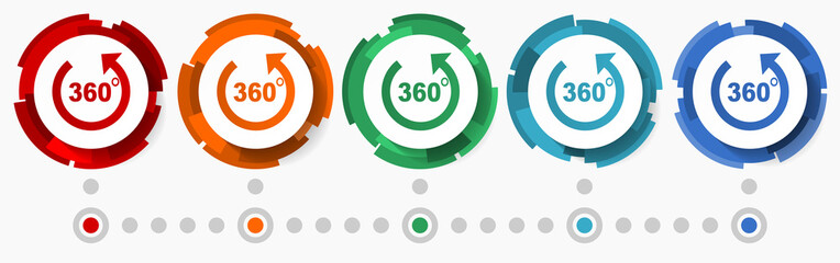 Leinwandbilder - Presentation, panorama concept vector icon set, modern design abstract web buttons in 5 color options, infographic template