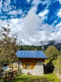 Fototapeta Lawenda - solar panels on the roof of house , image taken in veneto, italy