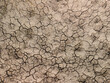 Dry river bed. Empty dry river bed with cracked ground. Global warming concept. Flat desert plain landscape, dried up reservoir, barren earth shattering