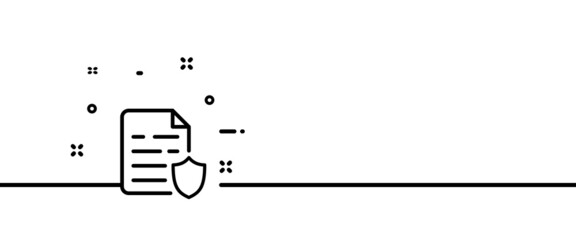 Poster - File with shield line icon. Protect Information. Password, security, important data. Defense concept. One line style. Vector line icon for Business and Advertising