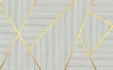 Abstract Gray Tiled Wood Pattern And Subtle Golden Stripes