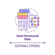Semi-structured data concept icon. Big data type abstract idea thin line illustration. Barely structured model. Isolated outline drawing. Editable stroke. Arial, Myriad Pro-Bold fonts used