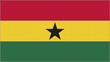 Ghana embroidery flag. Ghanaian emblem stitched fabric. Embroidered coat of arms. Country symbol textile background.