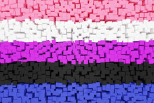 A Wall Formed By Squares Painted In The Color Of The Genderfluid Persons Pride Flag