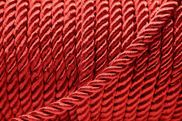 close-up of a red rope background 