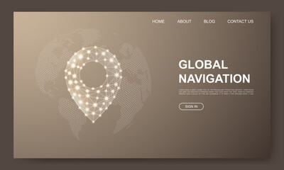 Location pin 3d low poly website template. Gps navigation design illustration concept. Polygonal Map pointer symbol for landing page, advertising page