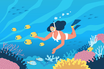 Poster - Diving Flat Illustration