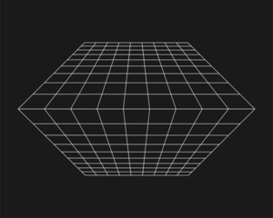 Poster - Cyber grid, retro punk perspective rectangular tunnel. Grid tunnel geometry on black background. Vector illustration
