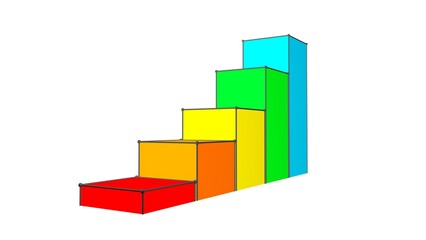 Poster - Colored columns. Growth chart. Business project. Sales report. 3D rendering.