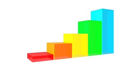 Poster - Colored columns. Growth chart. Business project. Sales report. 3D rendering.