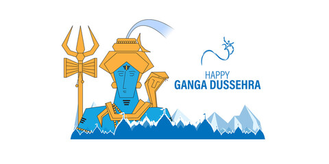 Wall Mural - Vector illustration concept of Ganga Dussehra greeting