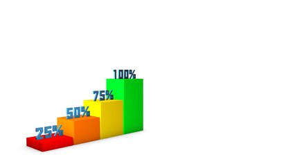Poster - Colored columns with numbers and percentages. Economy growth chart. Business project. Sales report. 3D rendering.