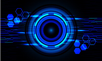 Technology futuristic blue light circle circuit power energy geometric in black background vector