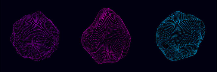 Poster - Vector set sci-fi sphere with particles and lines. Concept network connection. Frame sphere. Abstract technology background.