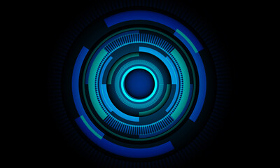 Poster - Technology futuristic blue light circle power energy geometric in black background vector