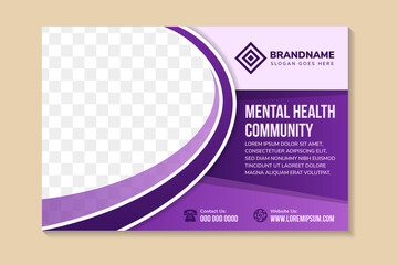 Poster - flyer template design with headline is mental health community. space of photo and text. advertising