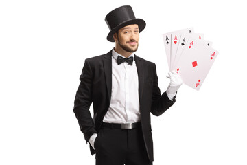 Sticker - Magician showing four aces