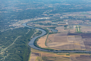 aerial view of missouri river near st. joseph, missouri, usa