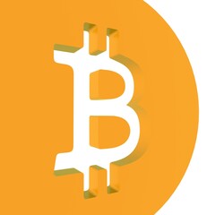 Poster - Bitcoin icon on a white background. Cryptocurrency, trading. 3d rendering.