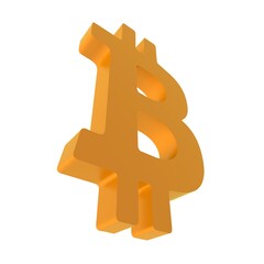 Poster - Yellow volumetric bitcoin icon. Cryptocurrency. Finance.