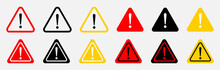 Set Of Warning Sign. Hazard Warning Attention Sign With Exclamation Mark Symbol