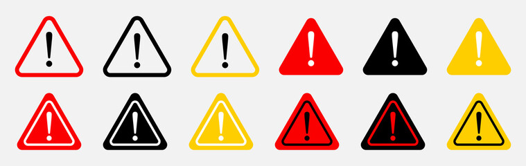 Set of warning sign. Hazard warning attention sign with exclamation mark symbol