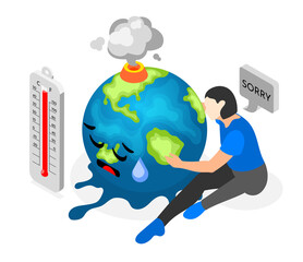 Sticker - Climate Change Isometric Composition