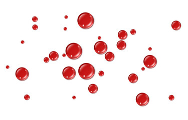 Wall Mural - Vector drops of red blood drops. Drops of blood, red paint or blood on the surface. Realistic drops on an isolated transparent background.