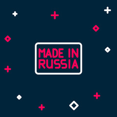 Sticker - Line Made in Russia icon isolated on blue background. Colorful outline concept. Vector