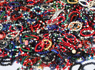 Wall Mural - cheap bracelets and colorful beaded bracelets for sale in the flea market costume jewelery stall