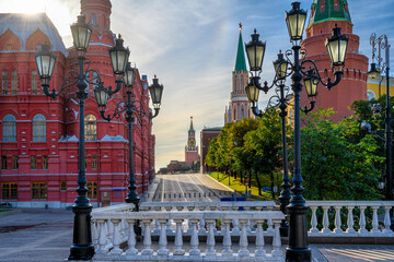 Fototapete - Manege Square, Red Square and Moscow Kremlin  in Moscow, Russia. Architecture and landmarks of Moscow.