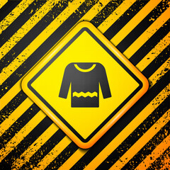 Sticker - Black Sweater icon isolated on yellow background. Pullover icon. Warning sign. Vector