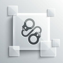 Sticker - Grey Handcuffs icon isolated on grey background. Square glass panels. Vector