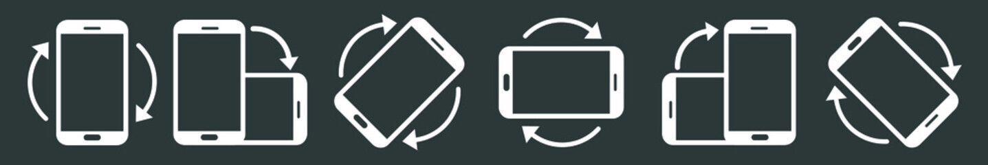 Leinwandbilder - Rotate Mobile phone set. Turn your device. Device rotation symbol. Vector illustration.