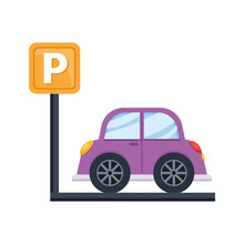 Purple Car With Parking Signal
