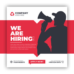 Wall Mural - We are hiring job vacancy web banner and social media post template