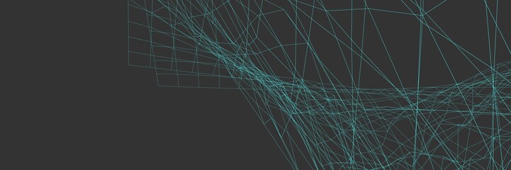 Poster - Gray banner or background with colored lines. Net. 3D rendering.