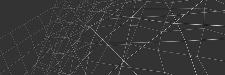 Poster - Gray banner or background with colored lines. Net. 3D rendering.