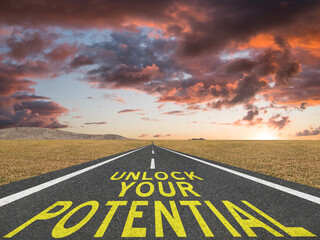 Wall Mural - Unlock Your Potential motivational quote.