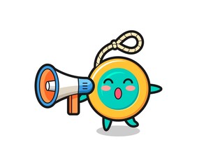 Sticker - yoyo character illustration holding a megaphone