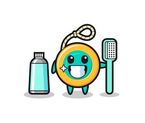 Wall Mural - Mascot Illustration of yoyo with a toothbrush